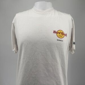 Hard Rock Cafe Munich White Graphic T-Shirt Mens Medium Crest Logo
